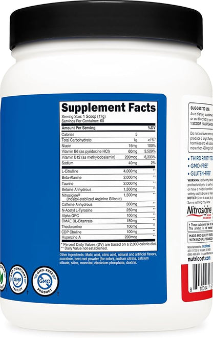 Nutricost Pre-X Xtreme Pre-Workout Complex Powder, Fruit Punch, 60 Servings, Vegetarian, Non-GMO and Gluten Free