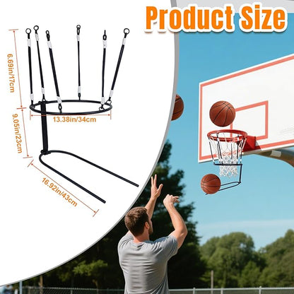Basketball Return Attachment,Heavy Duty Basketball Rebounder Accessories for Outdoor and Indoor Use,Great for Solo Play and Practice,Black