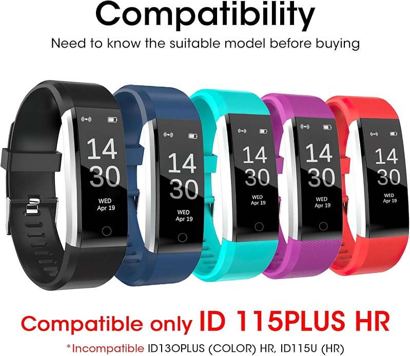 Watch Bands Replacement for ID115plus HR, Very Fit Pro Activity Fitness Tracker Wrist Bands Set, Multicolor Veryfitpro Smart Watch Strap Replacements
