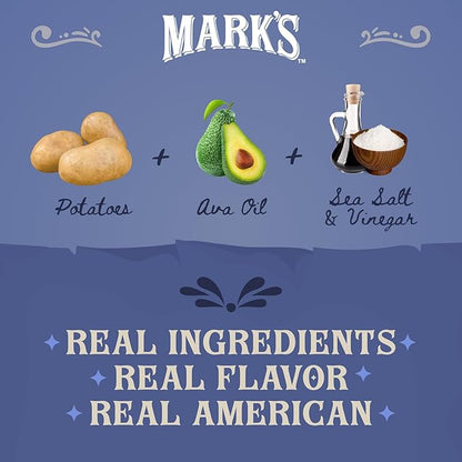 MARK’S Kettle Cooked Avocado Oil Potato Chips, Sea Salt & Vinegar – Seed Oil & GMO Free | Sea Salt and Vinegar, 5 oz (Pack of 3) | Gluten Free, Non-GMO, Chips for Clean & Healthy Snacking