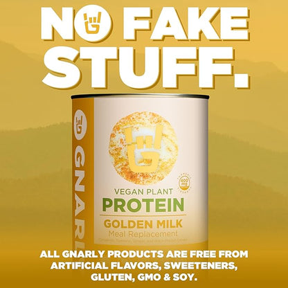 Gnarly Nutrition Golden Milk Vegan Protein Powder ??Plant-Based Powder for Shakes ??Dairy-Free, Non-GMO, Gluten-Free ??28.2 oz