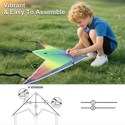 5 Pack Kites for Kids & Adults, Rainbow Butterfly Kite Delta Kites for Kids Age 4-8 8-12, Easy to Fly for Beginners, Easy to Assembled Colorful Kite for Beach Outdoor Toy Games & Family Trip