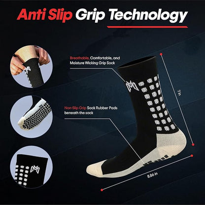 Soccer Grip Socks, Shin Guards, Pre Cut Sock Sleeves, and Guard Straps Bundle Pack - Essential Equipment for Soccer Players - for Mens, Women, Youth, Size 7 to 12 US Men Shoe Size