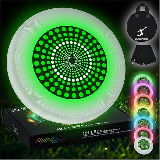 49LEDs Flying Disc with 16 Million Color RGB, 3 Modes+Rechargeable+Waterproof+175g, Cool Sports and Outdoors for Parks/Camping/Beach/Backyards,Easter & Birthday Gifts for Teens/Kids/Adults