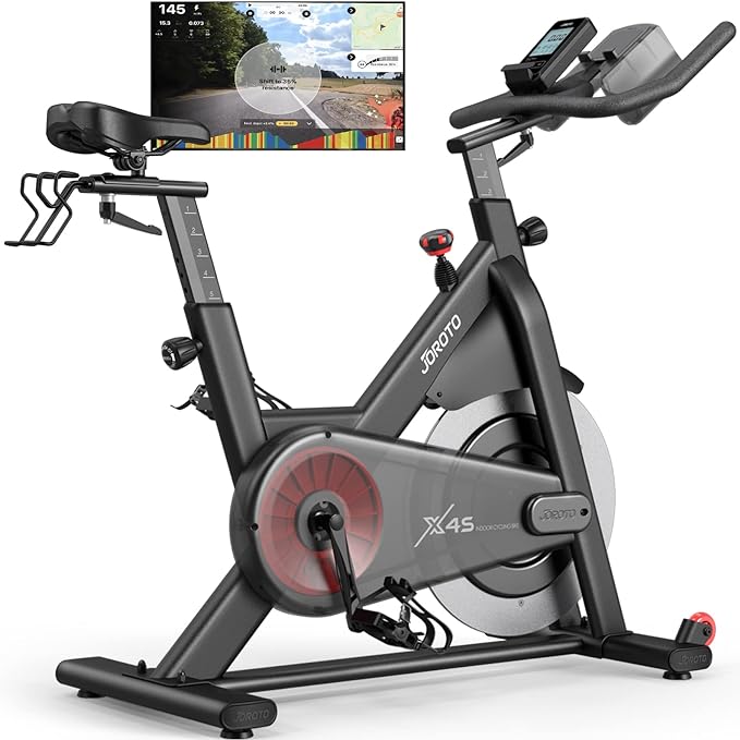 JOROTO X2|X2PRO Exercise Bike, X4S Bluetooth Stationary Indoor Cycling Bike with Readable 100 Levels Magnetic Resistance, Plus 12.6 inch Tablet Bracket Exercise Bikes for Home