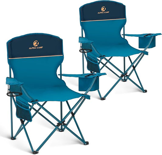 HIGH POINT SPORTS 2 Pack Portable Camping Chair for Adults, Folding Outdoor Camp Chair Lightweight