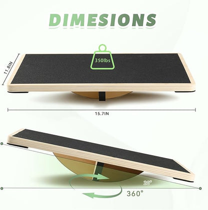 Professional Wooden Balance Board for Adults-Anti-Slip 350LBS Wobble Board for Physical Therapy, Standing Desk, Core Strength-Rocker Board,Balancing Board
