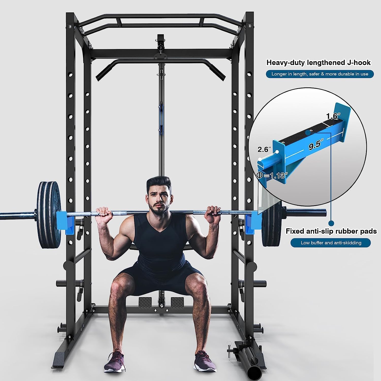 ULTRA FUEGO Power Cage, Multi-Functional Power Rack with J-Hooks, Dip Handles, Landmine Attachment
