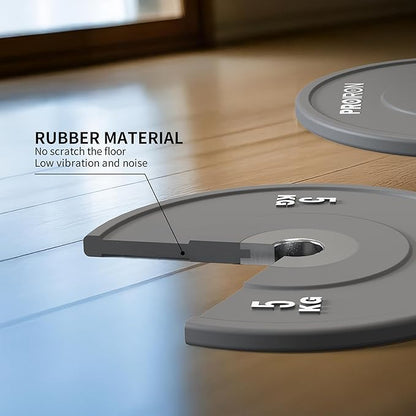 PROIRON Olympic Rubber Bumper Plates,Floor Protective Weight Plates,2" Solid Weight Plates for Barbell Strength Training and Weight Lifting,Less Impact, Absorb Bounce & Shock,5KG(11LB)/10KG(22LB)/15KG(33LB)/20KG(44LB),Single or Pair