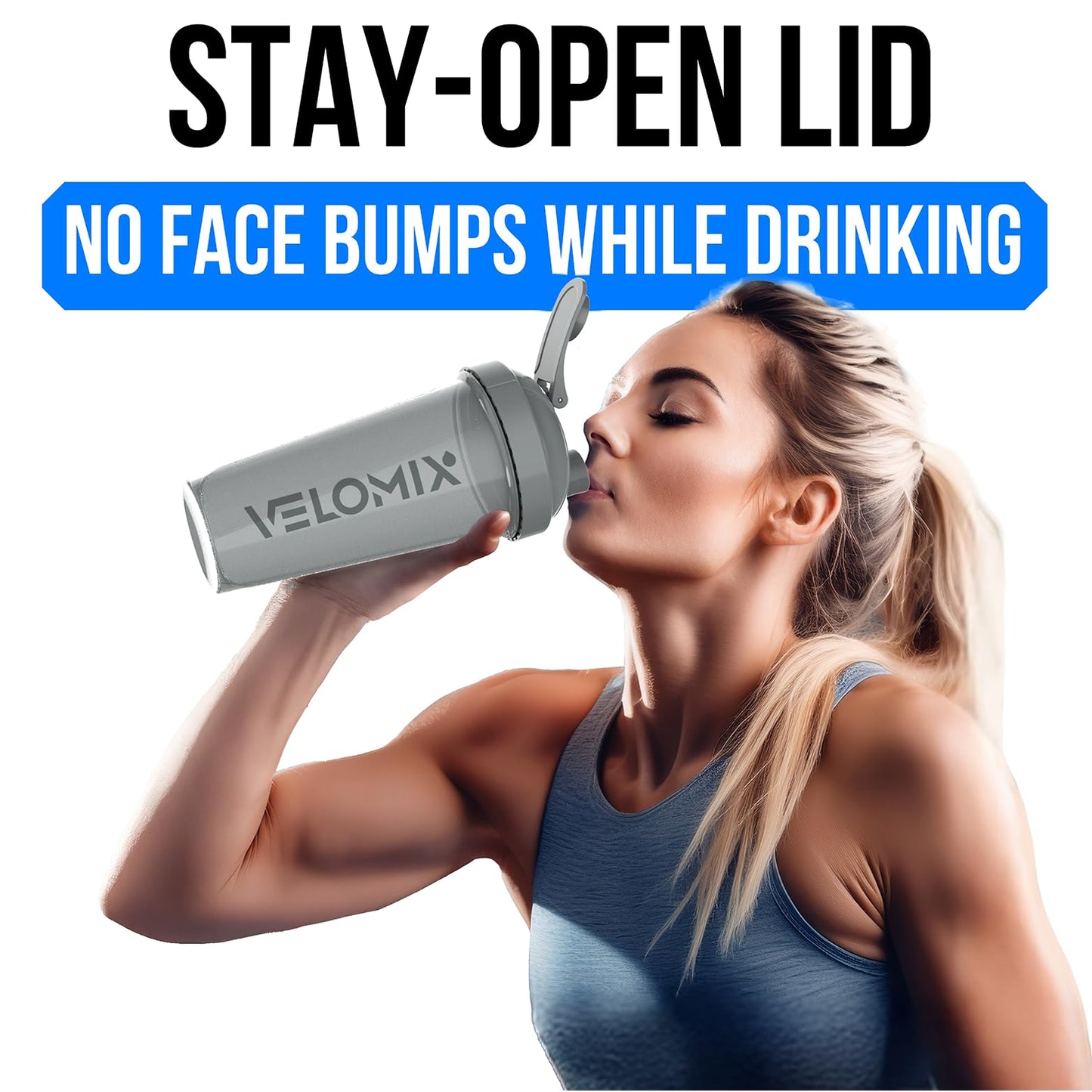 VELOMIX 4 Pack 28oz Protein Shaker Bottle for Protein Mixes, Silver Aurora