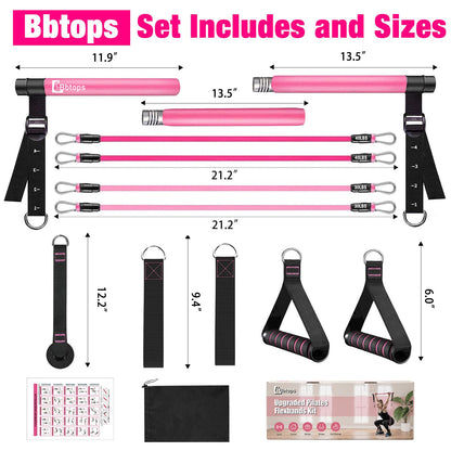 Bbtops Pilates Bar Kit with Resistance Bands,Full Body Workout Equipment