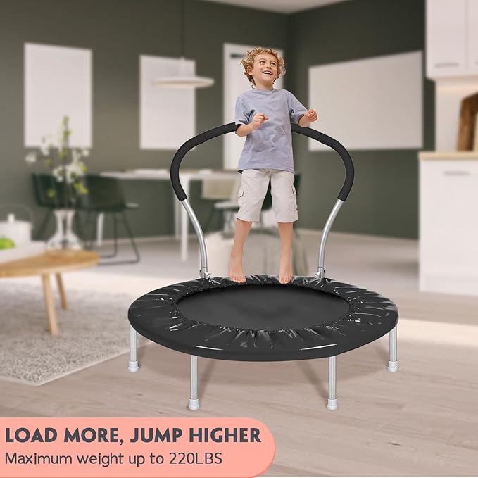 36-Inch Kids Trampoline with Handle - Indoor Mini Tranpoline for Toddlers, Small Fitness Rebounder for Indoor and Outdoor Use