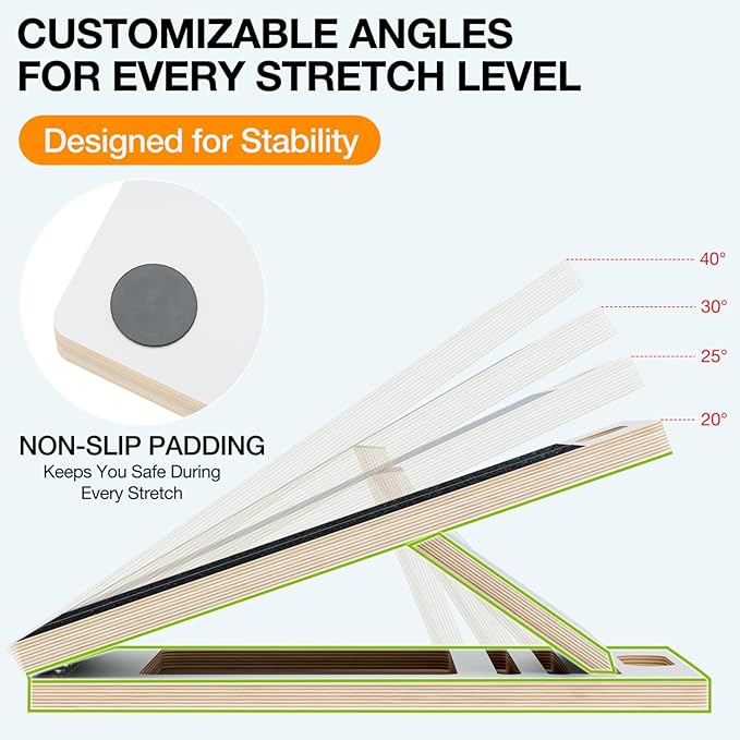 TEMI Slant Board for Calf-Stretching - Wooden Incline Wedge Stretcher for Squats, Foot & Ankle Mobility, Portable Fitness Equipment, Balance Block for Heel Stretch