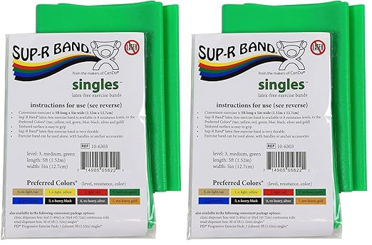 Cando 10-6303 Sup-R Latex Free Exercise Band, 5' Singles, Medium, Green (Pack of 2)