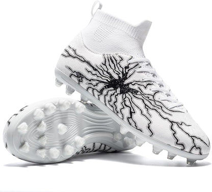 Kids Soccer Cleats Boys Girls Training Football Cleats Youth High-top Soccer Shoes for Little/Big Professional Athletic Outdoor Football Shoes