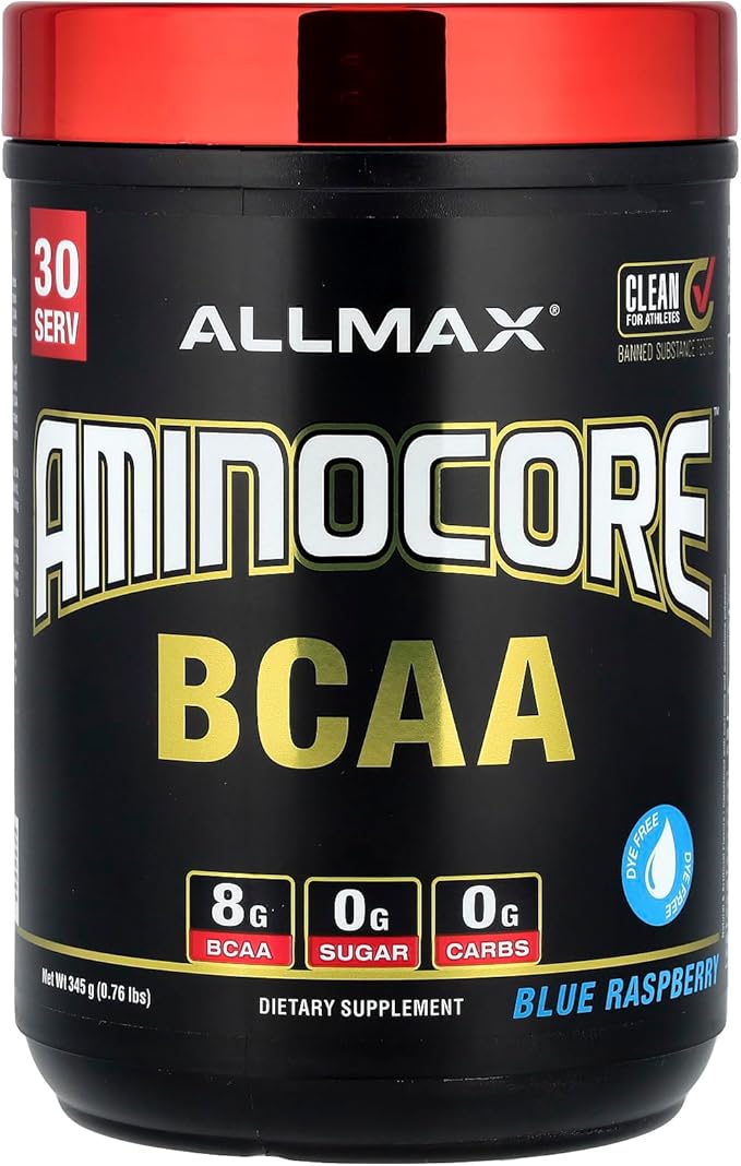 ALLMAX Nutrition AMINOCORE BCAA ??8G BCAAs ??100% Pure Branch Chained Amino Acids ??Gluten Free - Blue Raspberry - 315 Gram