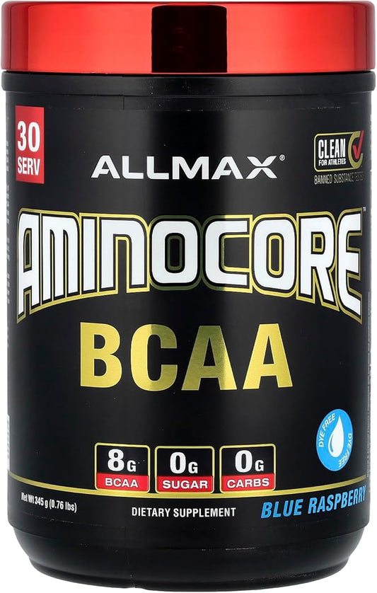 ALLMAX Nutrition AMINOCORE BCAA ??8G BCAAs ??100% Pure Branch Chained Amino Acids ??Gluten Free - Blue Raspberry - 315 Gram