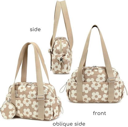 CAMTOP Mini Gym Bag for Women, Small Gym Tote Bag Puffy Quilted Sports Duffel Bag with Wet Compartment and Coin Purse Duffel Bags Dance Yoga Workout Bag