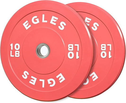 EGLES Vibrant Colorful Olympic Weight Plates, Rubber Barbell Plates, 2-inch Standard Virgin Rubber Bumper Plate 10 15 25 35 45LB for Home Gym Weightlifting, Strength Training, Fit Workouts