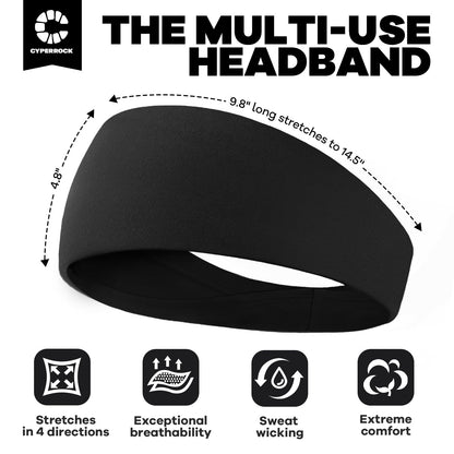 CYPERROCK Sweat Band, 5 Pack Headband Moisture Wicking for Running Sports