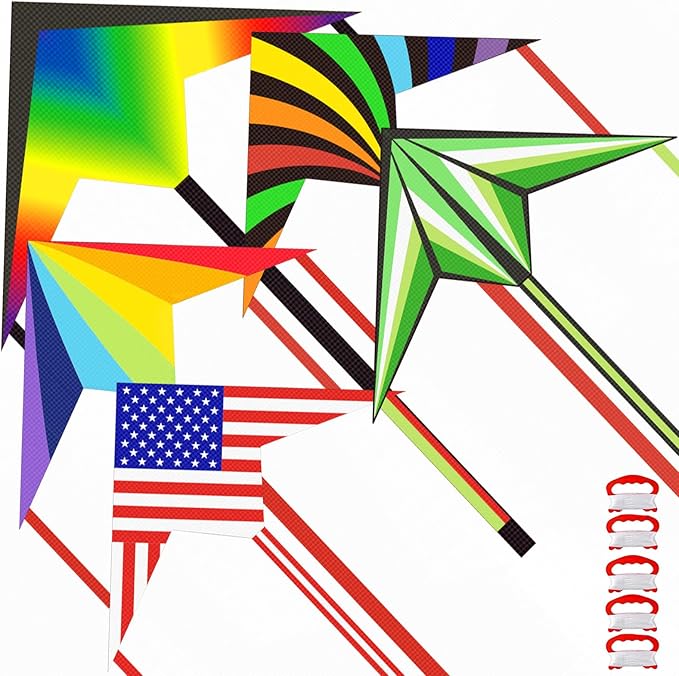 5 Pack Kites for Kids & Adults, Rainbow Butterfly Kite Delta Kites for Kids Age 4-8 8-12, Easy to Fly for Beginners, Easy to Assembled Colorful Kite for Beach Outdoor Toy Games & Family Trip