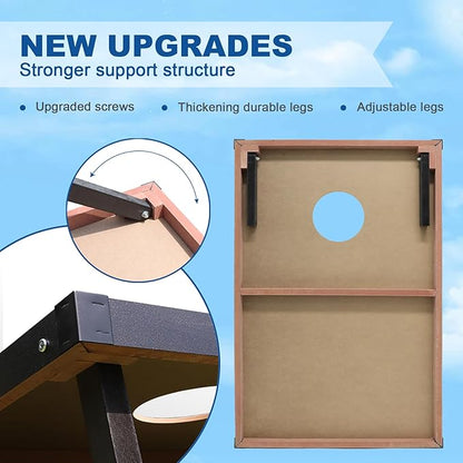 2’x3’ Cornhole Boards Set, Cornhole Outdoor Game Set - Corn Hole Toss Boards Set with 8 Cornhole Bags and 2 Cornhole Boards, Cornhole Sets for Adults Lawn Outside Backyard Games