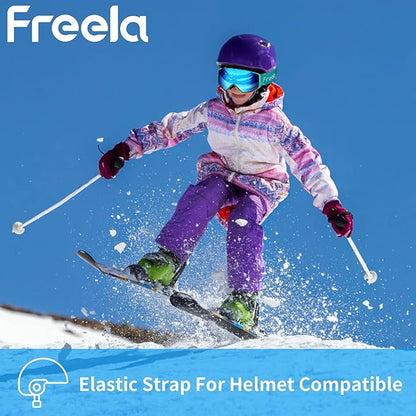 Freela Kids Ski Snowboard Goggles for Toddler(3-14) Youth Anti Fog Anti UV Goggles Girls Boys Snow Skiing Equipment