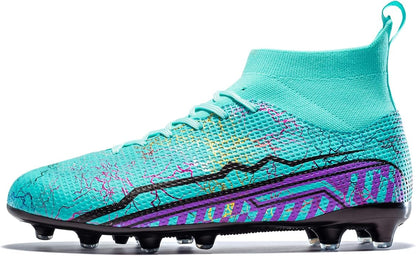 Soccer Cleats Mens Football Cleats Professional Soccer Shoes High-Tops Non-Slip Spikes for Big Boys Wide Training Sneaker