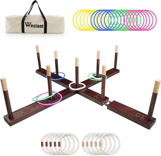 Ring Toss Game Outdoor - 33" Extra Large Outdoor Games for Adults and Family, Beechwood Giant