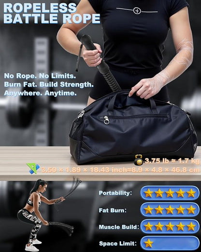 2PCS Weighted Ropeless Battle Ropes for Home Gym, Heavy Duty Arm Exerciser for Strength Training, Portable Battle Rope for Advanced Workouts and Core Muscle Building