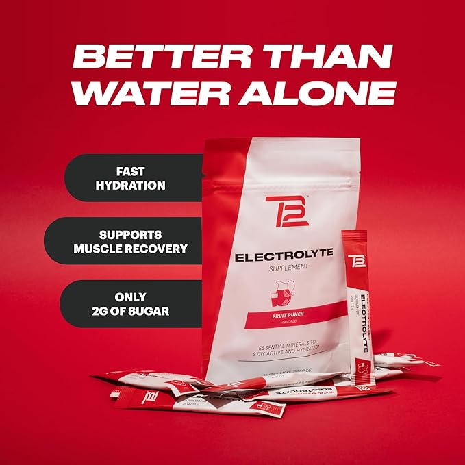 TB12 Electrolytes Powder Packets Fruit Punch ??Mineral-Rich Electrolyte Powder for Fast Hydration by Tom Brady - Natural, Low Sugar, Vegan, Gluten-Free, Easy to Mix - 15 Stickpacks
