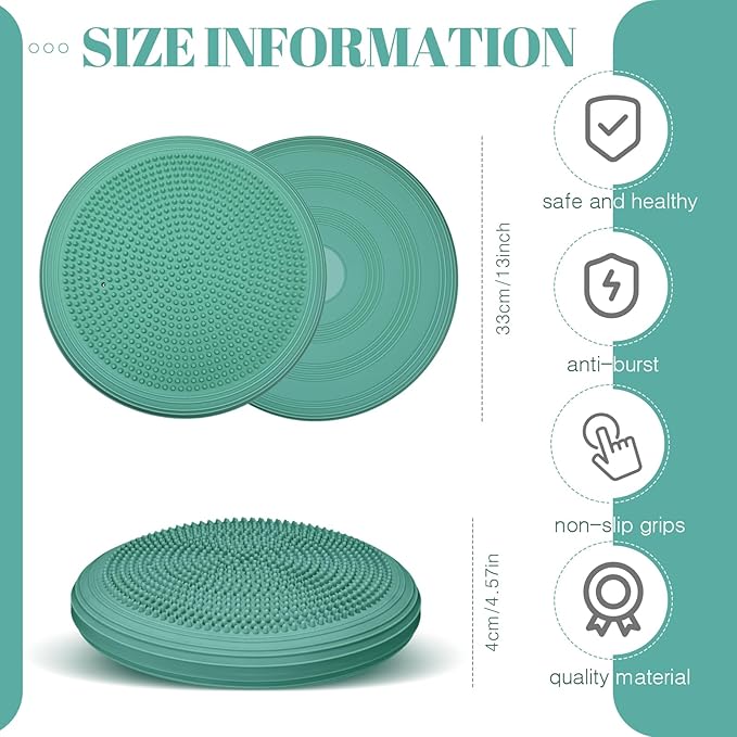 Libima 8 Pcs Wiggle Seat Inflated Wobble Cushion Sensory Seat Flexible Balance Board Balance Disc with Needle Pump for Men Women Physical Exercise Improving Posture Home Office