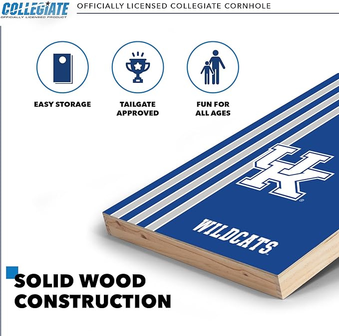 2' x 3' Solid Wood Cornhole Set with Direct Print HD Team Graphics – Great Gift for Any NCAA Fan! Bean Bag Toss Family Outdoor Games