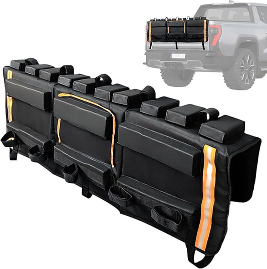 52" Tailgate Bike Pad, 3-in-1 Universal Outdoors Protection Pad Up to 5 Mountain Bikes and Road Bicycles, Thickened Tailgate Cover with Tool Pockets Scratch Shield and Locking