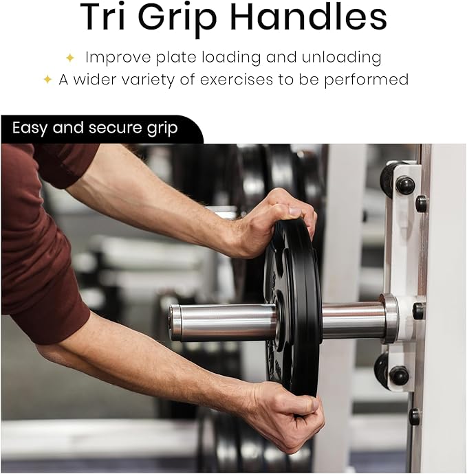 LIONSCOOL 2-Inch Rubber Olympic Grip Weight Plates for Strength Training, Weightlifting, Solid Cast Iron Plate for Barbell in Single/Pair/Set for Home & Gym (2.5-45LB), One Year Warranty