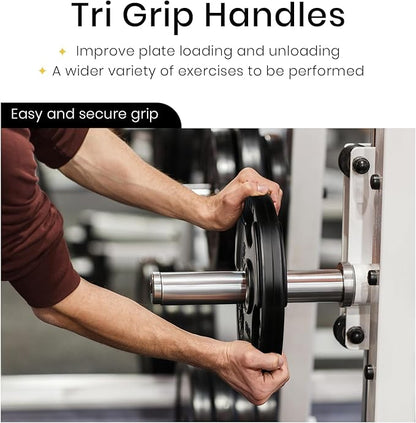 LIONSCOOL 2-Inch Rubber Olympic Grip Weight Plates for Strength Training, Weightlifting, Solid Cast Iron Plate for Barbell in Single/Pair/Set for Home & Gym (2.5-45LB), One Year Warranty