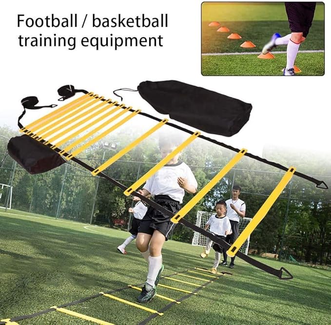 Agility Ladder, Speed Ladder, Speed Training Equipment Set, 20ft Agility Ladder, 12 Soccer Cones, Running Parachute, Basketball Football Soccer Training Equipment for Kids, Youth, Adults