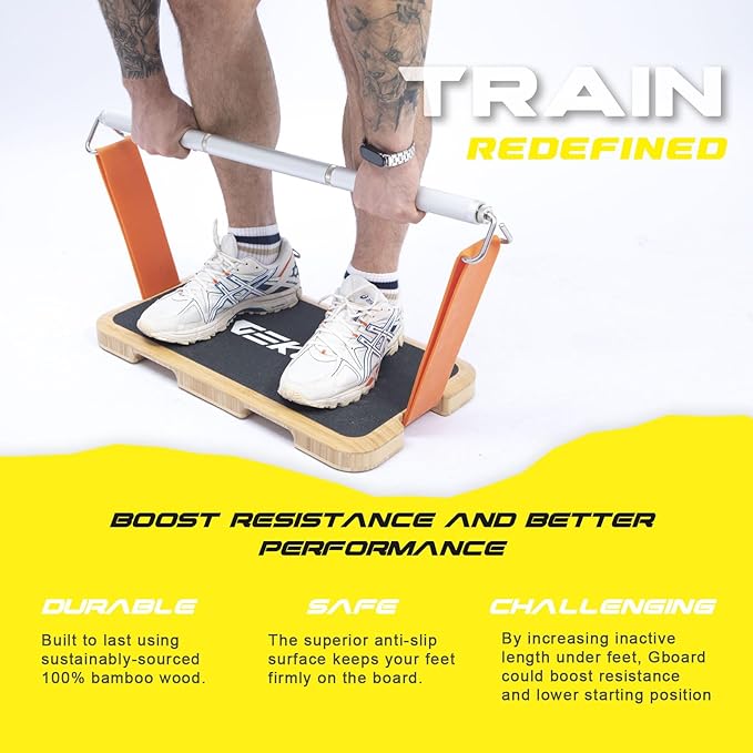 Resistance Band Workout Footplate - Wood Exercise Platform with Non-Slip Surface for Band Training, Stretching, and Full-Body Home Gym