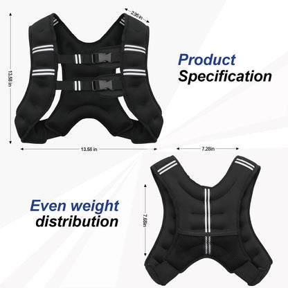 Weighted Vest with Two Adjustment Straps for Men Women, 8lbs/12lbs/16lbs/20lbs Weight Vest with