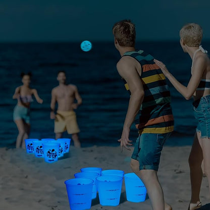 ropoda Giant Yard Pong,Yard Games with Durable Buckets and Balls, Outdoor Game with Carry Bag for The Beach,Lawn, Great Gift Choice for Families（Blue）