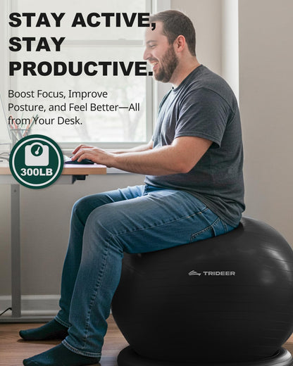 Trideer Exercise Ball Chair with Bands, Stability Ball for Office & Fitness