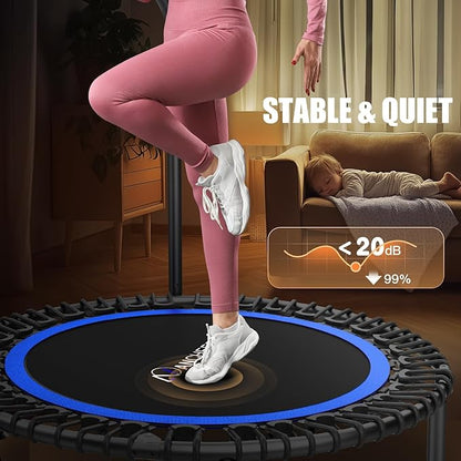 ANCHEER 40"/48" Foldable Rebounder Trampoline for Adults/Kids with Resistance Bands and Bungees, Indoor & Outdoor Mini Trampoline with Bar and Safety Padding - Max Load 450lbs/550lbs