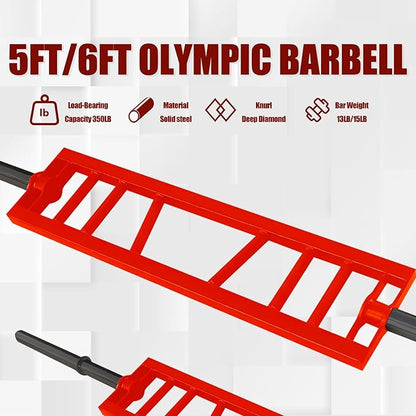 Multi Grip Barbell Swiss Bar | Cambered Barbell Multi Grip Olympic Barbell, Fits 2-inch Olympic Weight Plates, For Home Gym & Support Pressing, Lifting & Curls