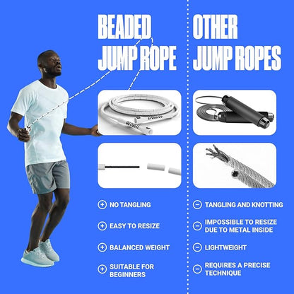Sportbit Elite Beaded Jump Rope - Adjustable Speed Rope for Fitness, CrossFit, Boxing - Tangle-Free, Lightweight