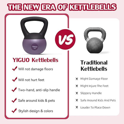 YIGUO Soft Kettlebell, Kettlebells 10 lb Anti-Slip Grip Weight for Home Workouts, Kettlebell for Safe Strength Training for Women & Men & Beginners