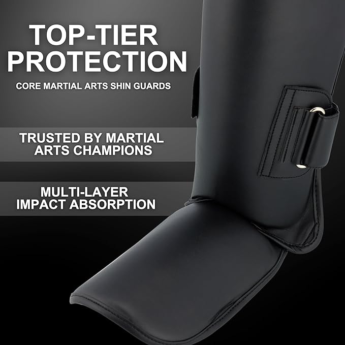Tigear Core Shin Guards – MMA Martial Arts Shin Guards for Muay Thai & Kickboxing Sparring and Training | Premium, Lightweight | Professional Protection for Men, Women, Kids