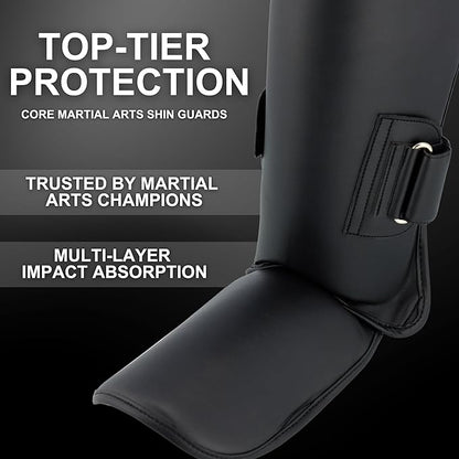 Tigear Core Shin Guards – MMA Martial Arts Shin Guards for Muay Thai & Kickboxing Sparring and Training | Premium, Lightweight | Professional Protection for Men, Women, Kids
