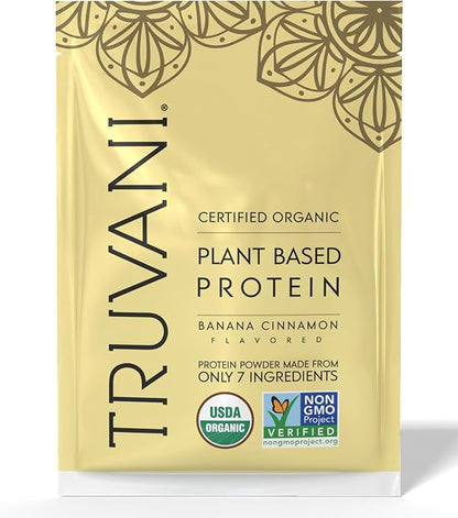 Truvani Vegan Pea Protein Powder | Banana Cinnamon | 20g Organic Plant Based Protein | 1 Serving | Keto | Gluten & Dairy Free | Low Carb | No Added Sugar