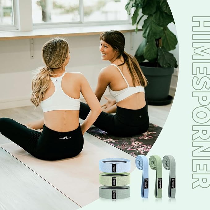 9 PCS Fabric Resistance Bands Set for Working Out, Non-Slip Exercise Booty Bands for Women & Men Leg and Glutes with Hair Ties and Tape Measure - for Home Gym Workout, Yoga, Pilates