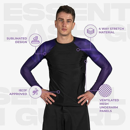 Sanabul Essential Long Sleeve Compression Training Rash Guard for MMA BJJ Wrestling Grappling and No Gi Jiu Jitsu rashguard